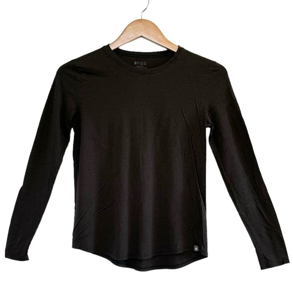 Figs Off Black Super Soft Long Sleeve Underscrub Tee Womens XS Shirt Super Soft - Picture 1 of 5